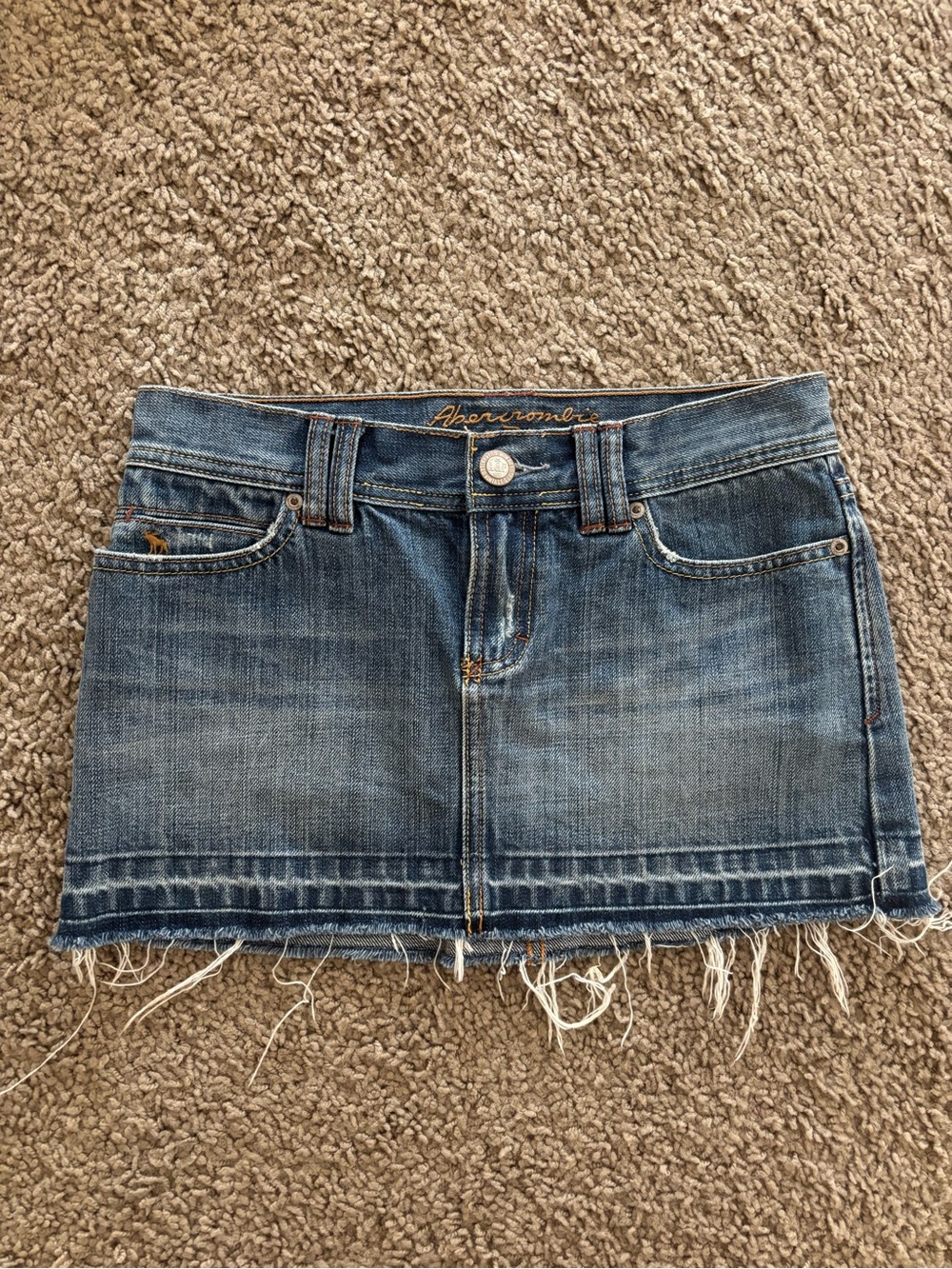 Abercrombie & Fitch Distressed Blue Denim Mini Skirt